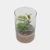 Planta artificial con maceta en cerámica