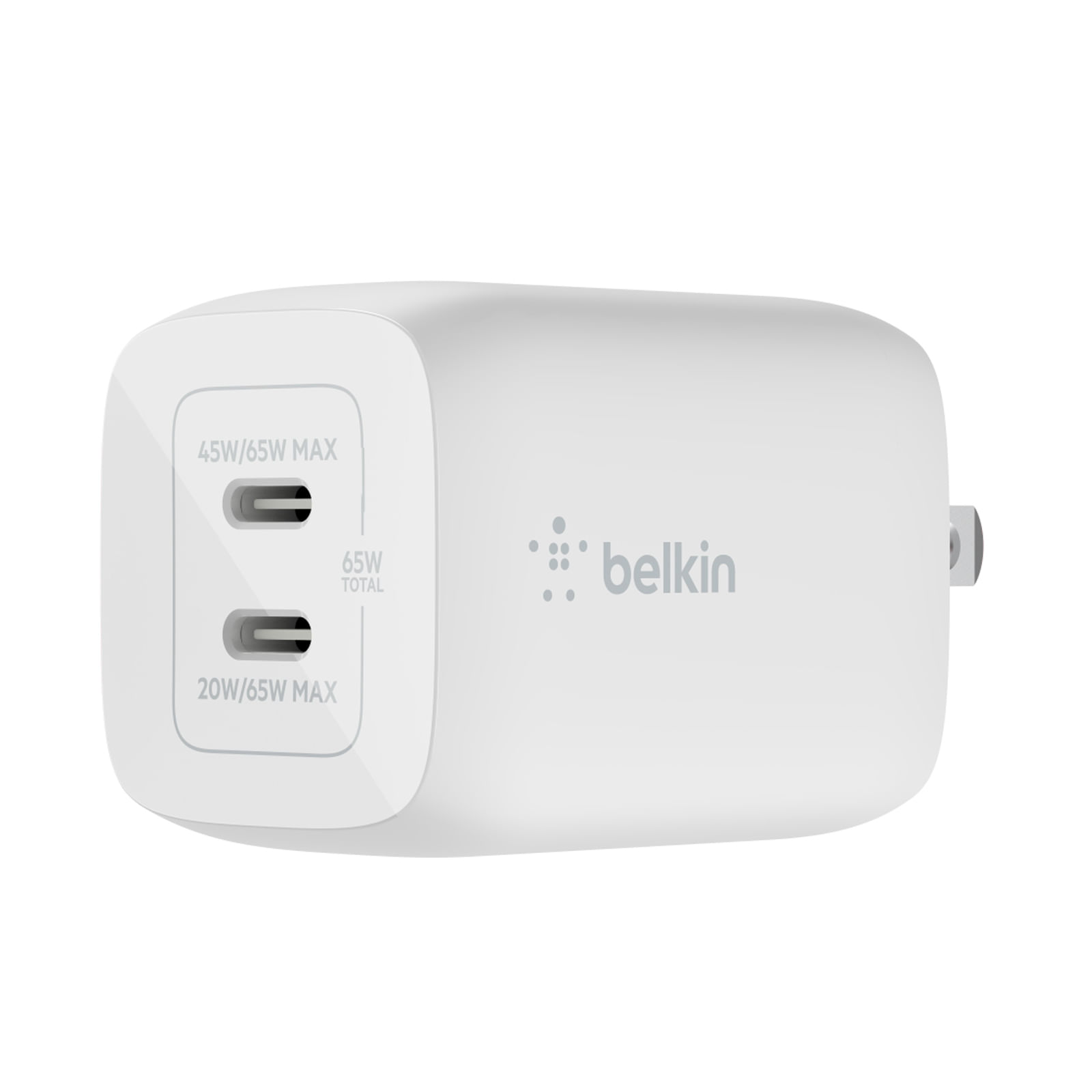 Belkin BoostCharge - Cargador de pared USB C de 68 W GaN con dos puertos -  Cargador de iPhone de carga rápida, cargador tipo C, cargador USB C con PD