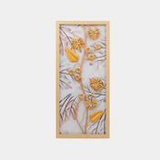 Cuadro de flores y hojas doradas de 42 x 92 cm