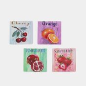 Portavasos x4 unidades, diseño frutas