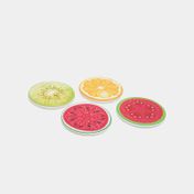Portavasos x4 unidades, diseño círculos, frutas