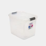 Caja organizadora plástica de 11 litros con tapa, transparente