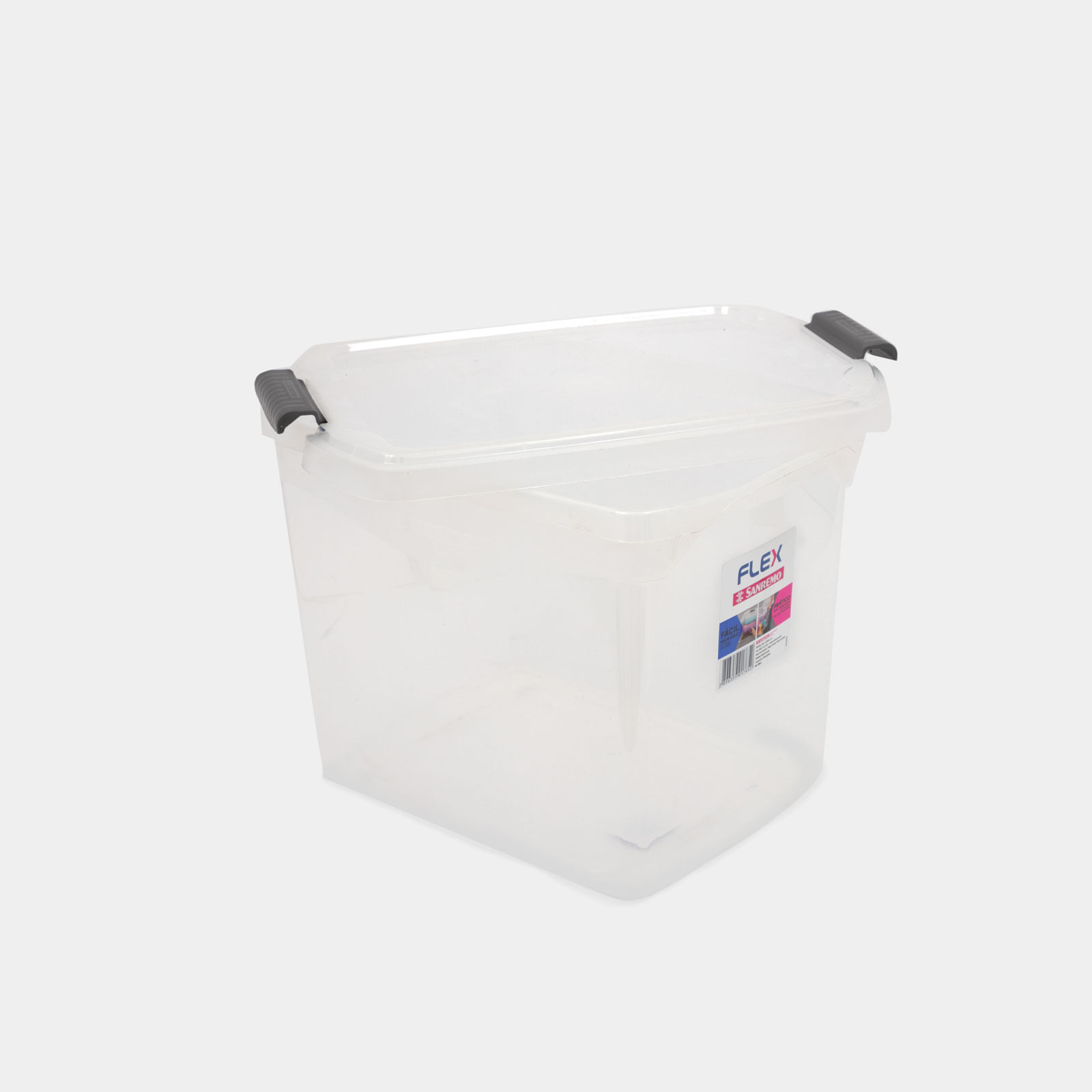 Caja organizadora plástica de 11 litros con tapa, transparente