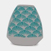 Florero en cerámica, diseño abanicos, verde menta - plateado