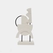 Adorno blanco de mdf y metal con diseño abstracto de 28 cm