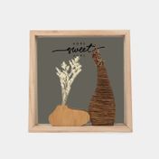 Cuadro decorativo con espejo, floreros 25 x 25 cm