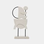 Adorno blanco de mdf y metal con diseño abstracto de 32 cm