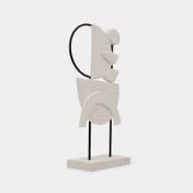 Adorno blanco de mdf y metal con diseño abstracto de 32 cm