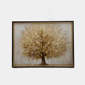 Cuadro canvas árbol dorado con brillantinas