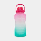 Botella de agua rosa y verde con pitillo, manija y correa de 3800 ml