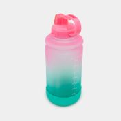 Botella de agua rosa y verde con pitillo y manija de 3800 ml