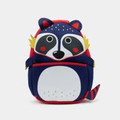 Morral con diseño de mapache azul y blanco