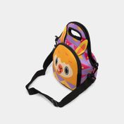 Lonchera con diseño de alpaca, morada y naranja