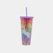 Vaso plástico con pitillo de unicornio 650 ml