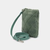 Bolso verde de 20 x 15,5 cm con diseño de rombos