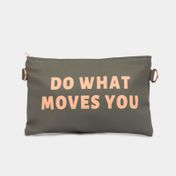 Bolso manos libres “Do what moves you” de 15 x 24 cm gris