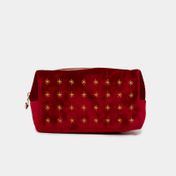 Cosmetiquera roja con diseño de estrellas