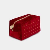 Cosmetiquera roja con diseño de estrellas