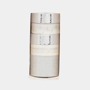 Cinta decorativa x 5 piezas washi plateado, blanco