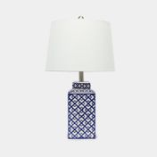 Lámpara de mesa azul con blanco de 57.7 x 33 cm