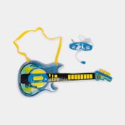Guitarra con gafas, micrófono, luz