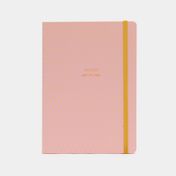 Libreta ejecutiva rosada con banda elástica 14.5 x 9.5 cm