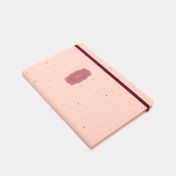 Libreta ejecutiva rosada con banda elástica 20.5 x 14.5 cm