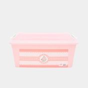 Caja organizadora de 19,7 x 46,7 cm con tapa rosada