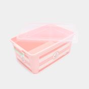 Caja organizadora de 19,7 x 46,7 cm con tapa rosada