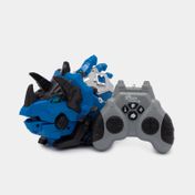 Dinosaurio triceratops con control, luz, sonido y vapor, azul