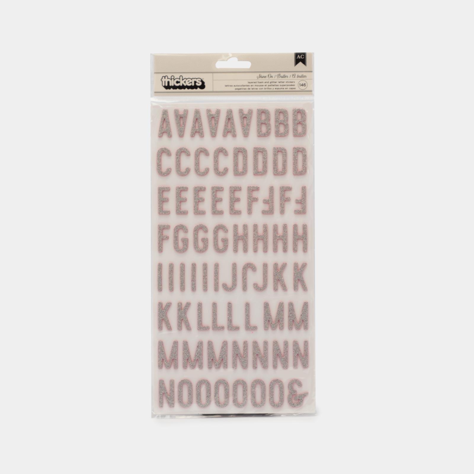 Stickers x146 piezas letras y números escarchado con adhesivos