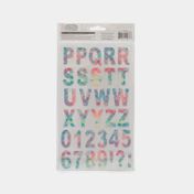 Stickers x2 hojas letras y números iridiscente con adhesivos