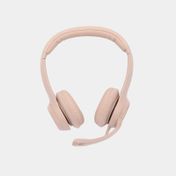 Audífonos Logitech rosados tipo diadema con micrófono