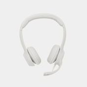 Audífonos Logitech blancos tipo diadema con micrófono