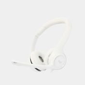Audífonos Logitech blancos tipo diadema con micrófono