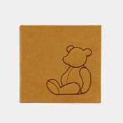 Álbum fotográfico mostaza de 22 x 23,5 cm con diseño de oso bordado