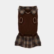 Suéter para mascota talla L con falda, café