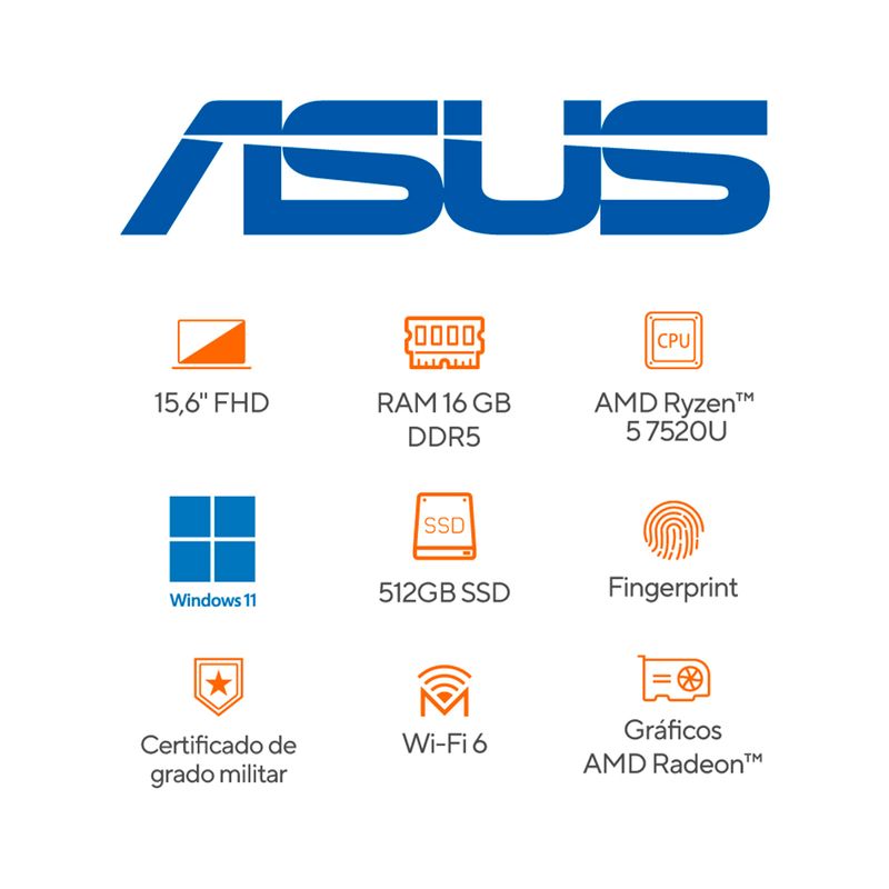 Portátil Asus E1504FA-NJ474 Ryzen5 7520U Ram 16GB SSD 512GB 15,6″Fhd – Mega  Computer Colombia
