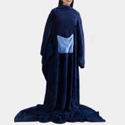 Manta azul para vestir con mangas y bolsillo de 140 x 210 cm