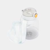 Botella transparente plástica con correa y sticker de 1200 ml