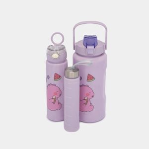 Set de botellas lila diseño dino bebé x 3 piezas
