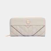 Billetera para dama Kodes gris con cremallera y líneas