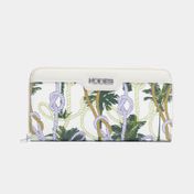 Billetera para dama Kodes blanca con cremallera y cuerdas