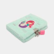 Diario de peluche con candado, bolígrafo diseño sirena