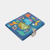 Diario con candado y bolígrafo diseño dinosaurio