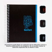 Cuaderno cuadriculado A6 de 120 hojas y 4 materias, con tapa plástica negra (espiral surtido)