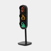 Reloj digital de mesa negro con luz led, diseño de semáforo