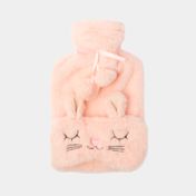 Bolsa para agua caliente con cubreojos y diseño de conejo de 1 litro