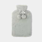 Bolsa para agua caliente con diseño de pompones grises de 2 litros