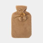 Bolsa para agua caliente con diseño de pompones cafés de 2 litros